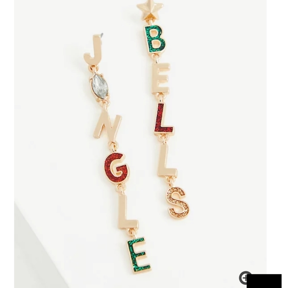 🆕GOLD-TONE JINGLE BELLS LINEAR DANGLE EARRINGS